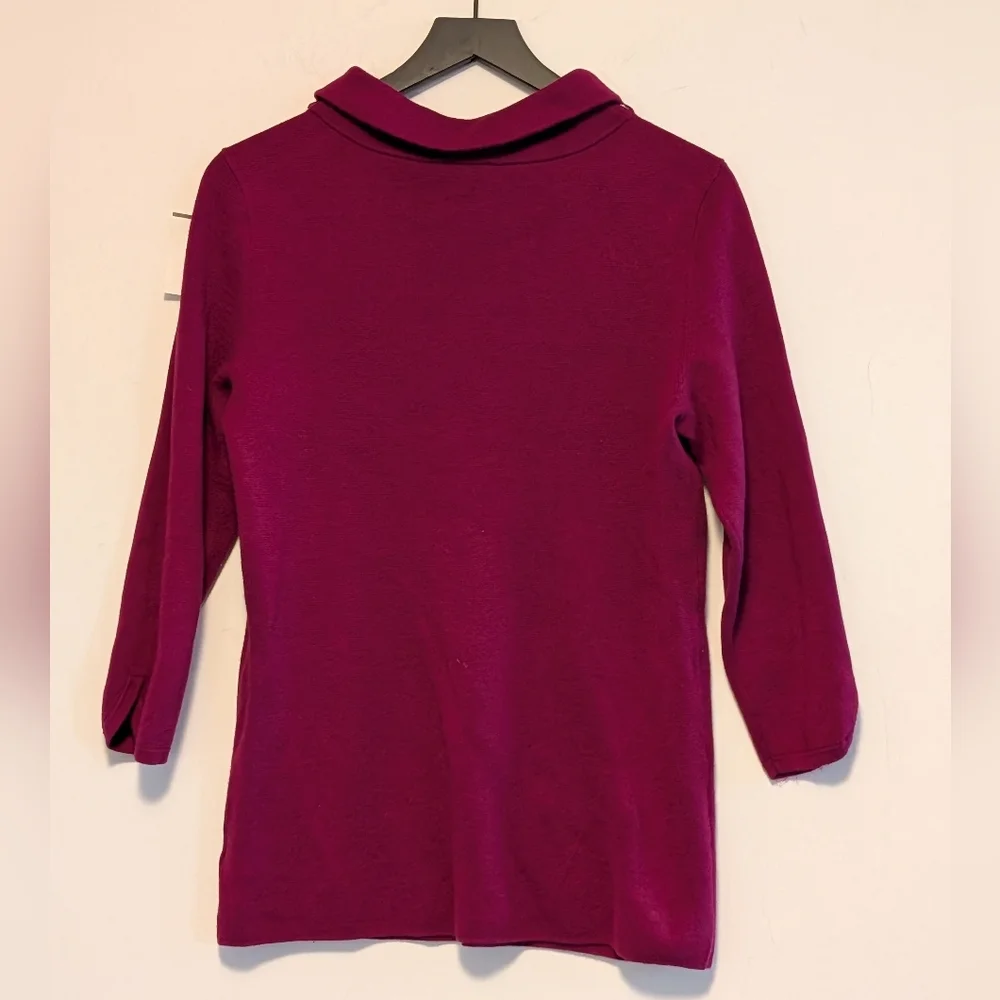Talbots Burgundy 3/4 Sleeve Mock Neck Knit Top Fall Winter Work Office Church - Picture 4 of 4